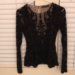 BCBG lace velvet top